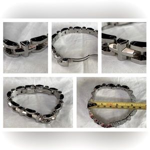 Chunky men’s stainless steel bracelet 8” diamond stud